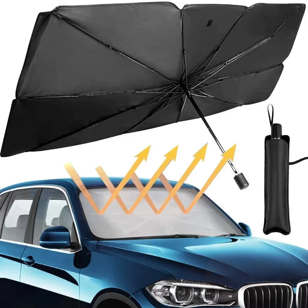 Premium Titanium Silver Front Windshield Sunshade - Thickened UV Protection Folding Accessory for Cars