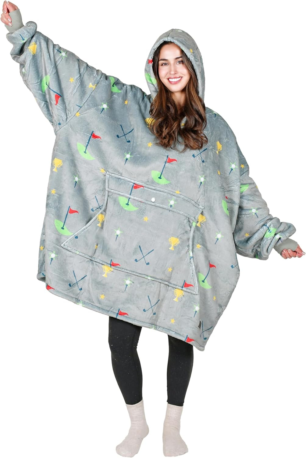Cozy Up with Tirrinia Extra Long Oversized Sherpa Hoodie Blanket - Perfect Christmas Gift for Men, Women, and Teens in Grey!