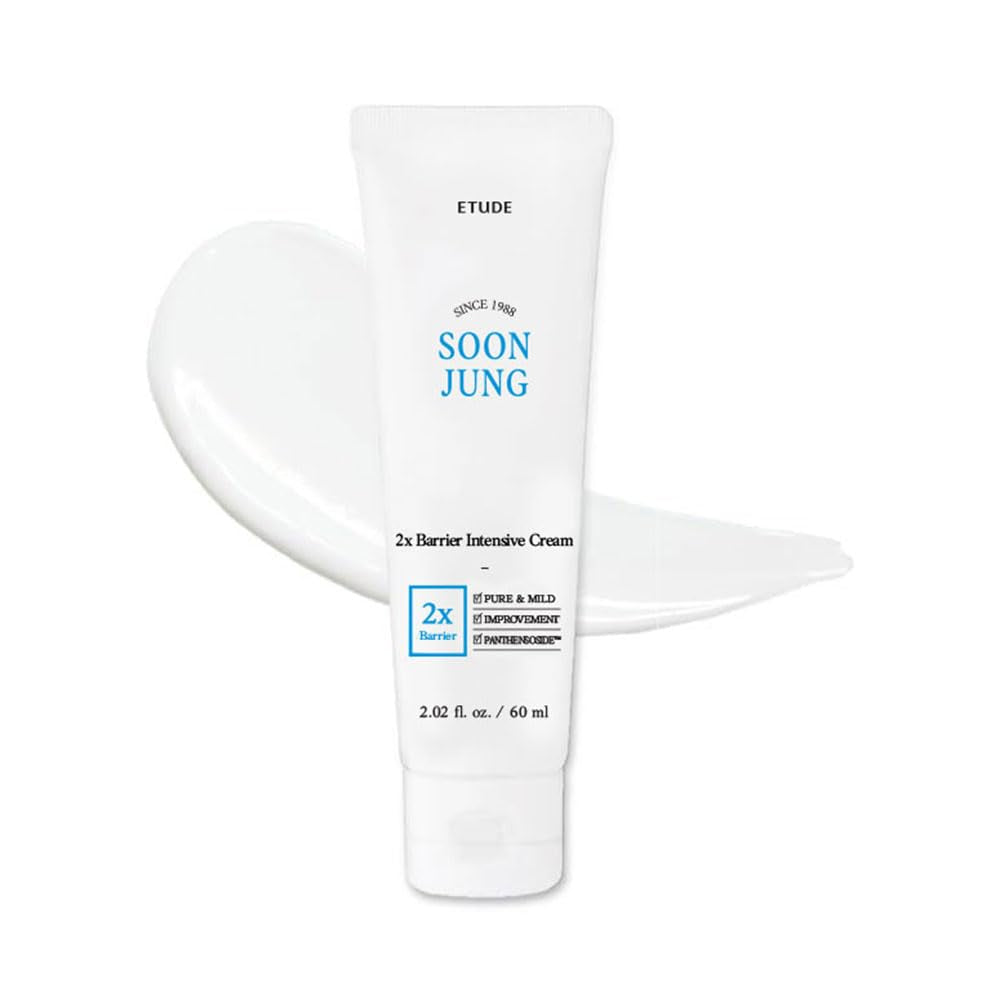 ETUDE Soonjung 2X Intensive Cream for Barrier Repair, Rich Moist, Madecassoside & Panthenol for Soothing, Face Moisturizer for Sensitive Skin, Ph Balanced, Hypoallergenic, Korean Skin Care,2.02 Fl Oz
