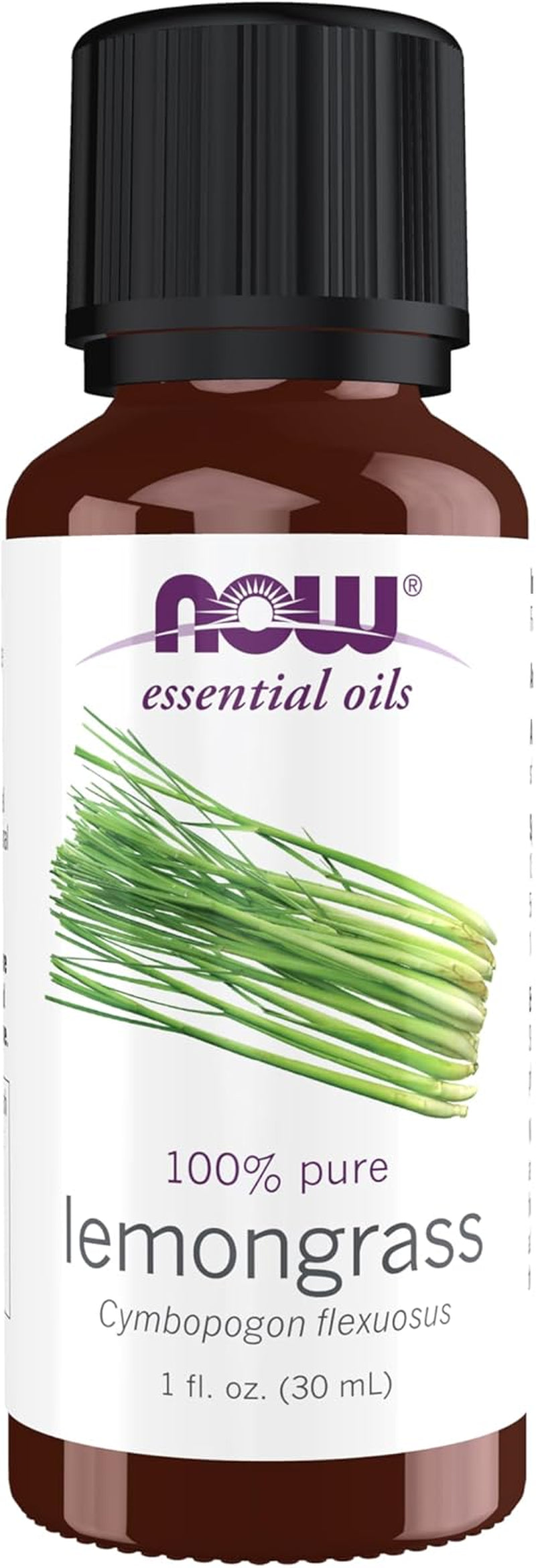 NOW Essential Oils, Lemongrass Oil, Uplifting Aromatherapy Scent, Steam Distilled, 100% Pure, Vegan, Child Resistant Cap, 4-Ounce