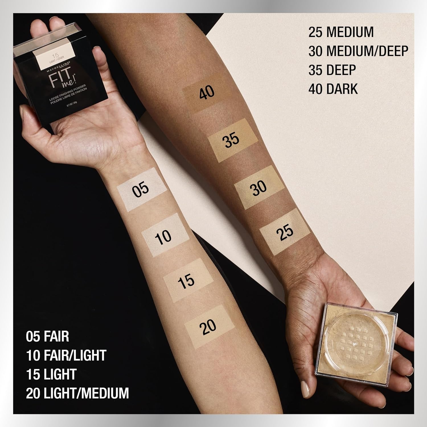 Maybelline Fit Me Loose Setting Powder - Lightweight Face Makeup & Finishing Powder in Light Medium - Flawless Finish, 1 Count