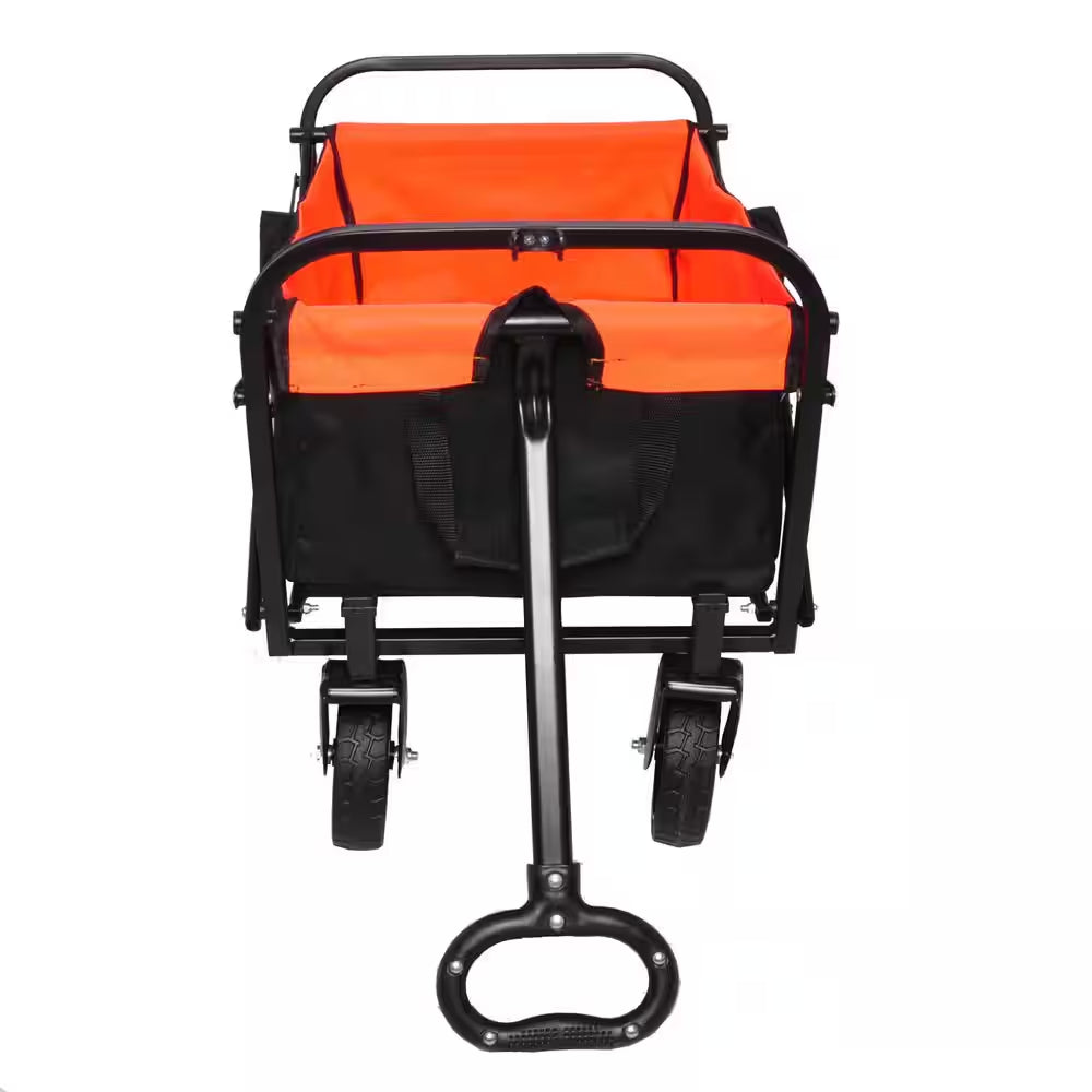 1.7 Cu. Ft. Folding Steel Garden Cart Collapsible Wagon with 360-Degree Wheels, Yellow