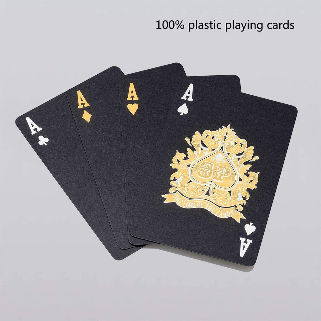 ACELION Waterproof Plastic Playing Cards - Black Diamond Deck for Poker and Gifts
