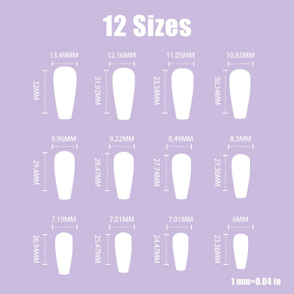 BABALAL Long Coffin Press-On Nails - 24Pcs Brown Fall Acrylic with Bling Glossy Finish for Stunning Manicure