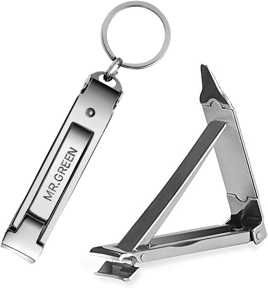 MR.GREEN Ultra Slim Portable Nail Clippers - Medical Grade Stainless Steel Foldable Design for Travel