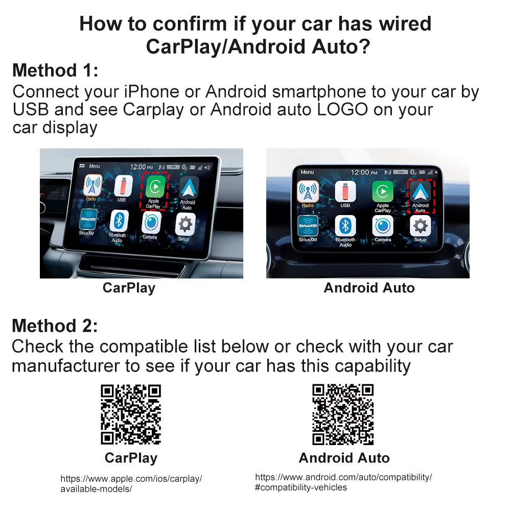 2-In-1 New Wireless Carplay Adapter Wired to Wireless Dongle for Apple & Android Auto Plug and Play Universal Car Accessory