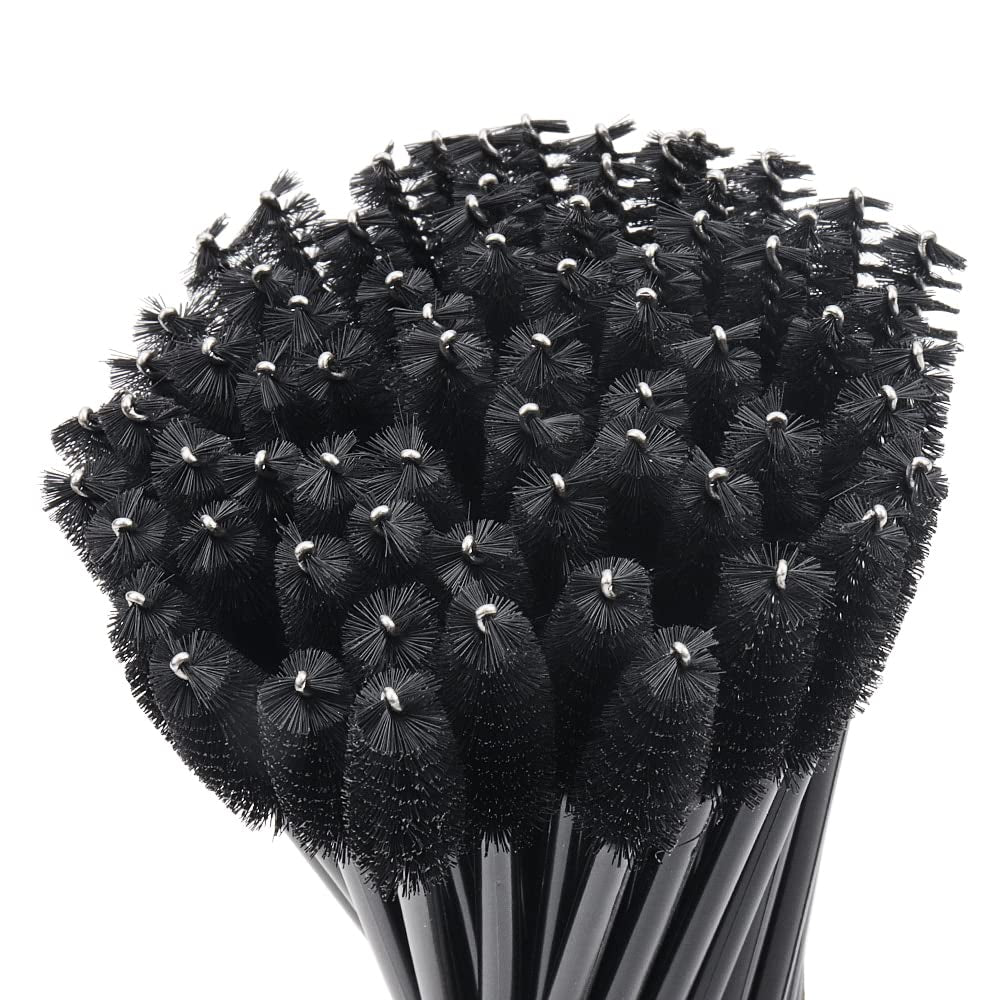 100 Pack Disposable Mascara Wands - Eyelash Brush Applicators for Flawless Makeup Application (Black Handle)