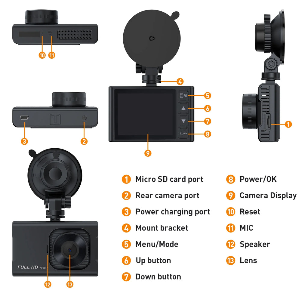 Open Box NEXPOW Dash Cam Front and Rear, 1080P Full HD Dash Camera, Dashcam with Night Vision, Car Camera with 3-Inch LCD Display, Parking Mode, G-Sensor, Loop Recording, WDR