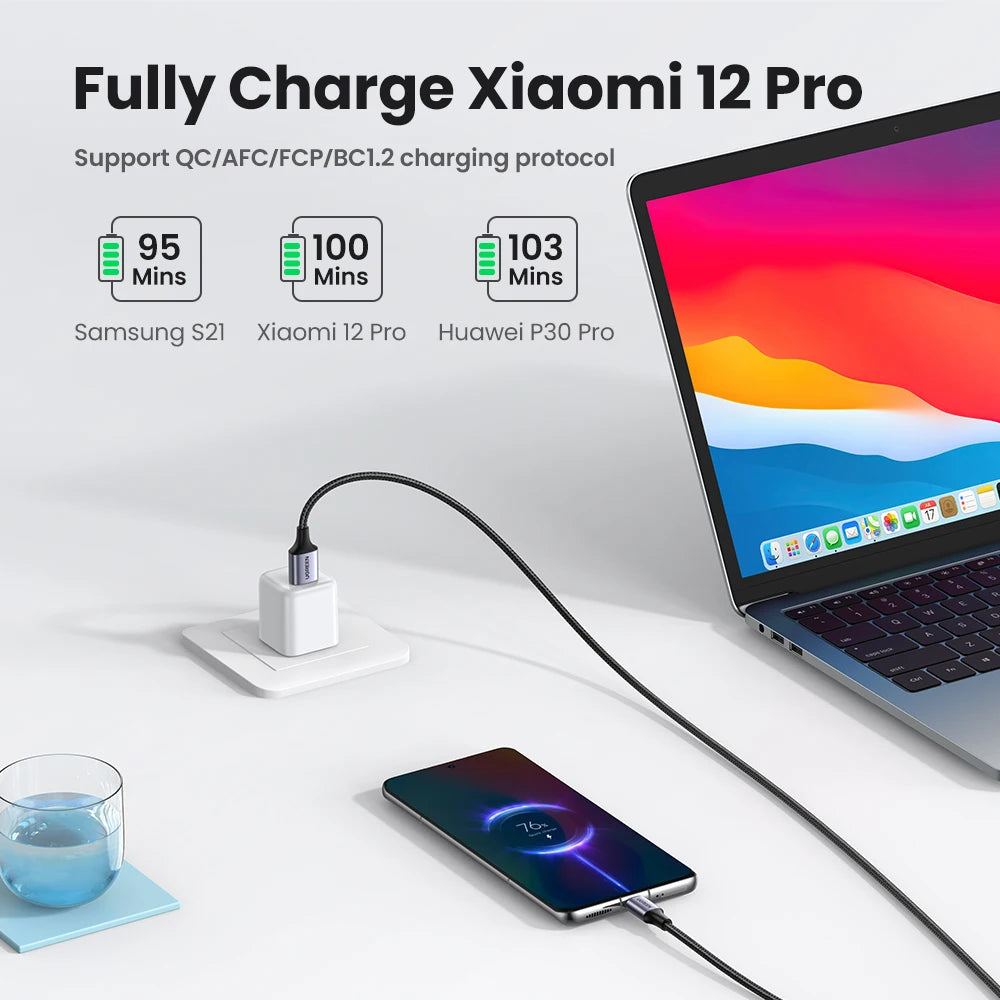 [2 Pack] UGREEN 3A USB Type C Cable for Xiaomi Samsung S25 S24 Fast Charging USB Data Cable 18W for Iphone 17 16 Ipad Poco USB C