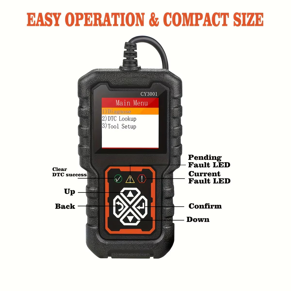 Car OBD2 Scanner Diagnostic Tool Code Reader, Car Voltage Tester Engine Fault Code Scanner, Charging Tester Diagnostic Cy3001B