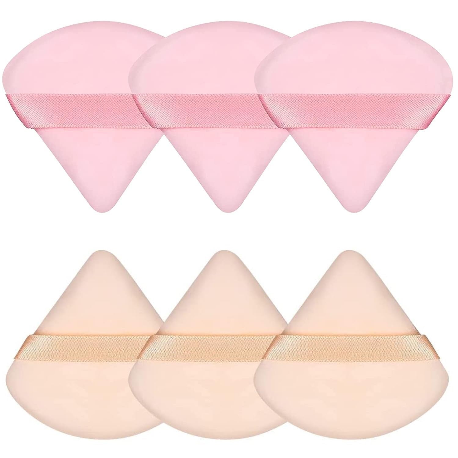 Pimoys 6-Pack Velour Makeup Sponges - Soft Triangle Powder Puffs for Flawless Loose Powder Application (Black)