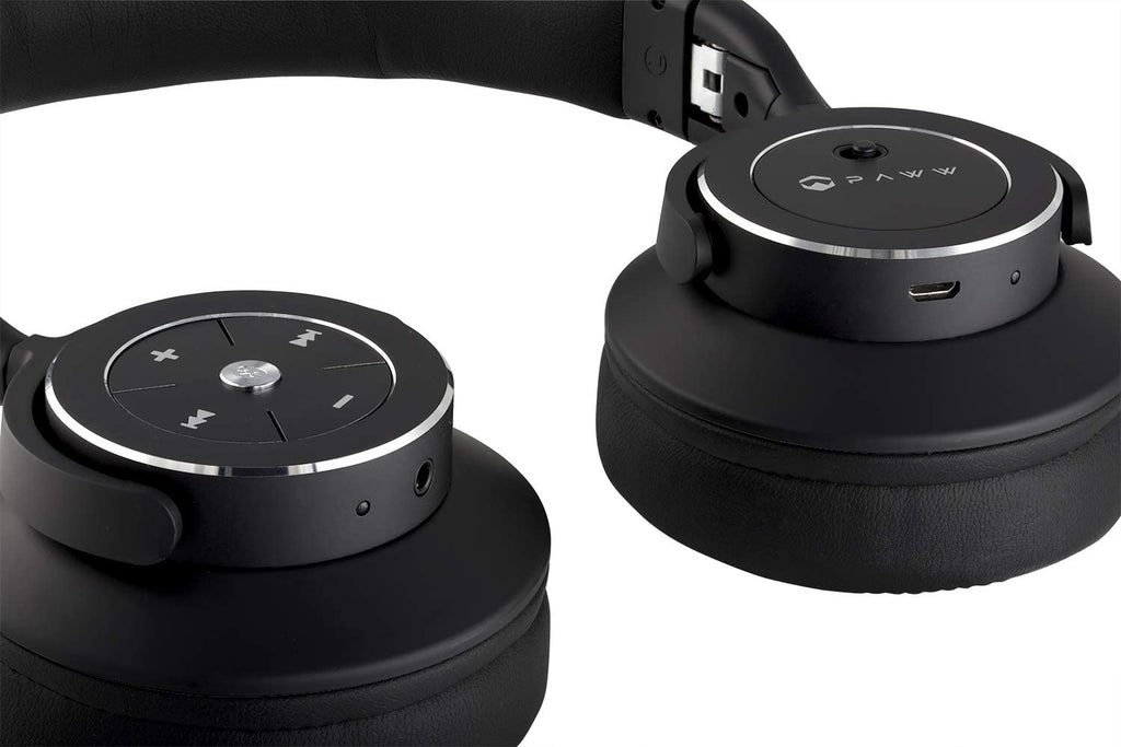 Paww Wavesound 3 Bluetooth 5.0 Headphones Active Noise Cancelling / 16-Hour Battery Life with Precision-Engineered Sound / Foldable Travel & Over-Ear Headphones (Black)