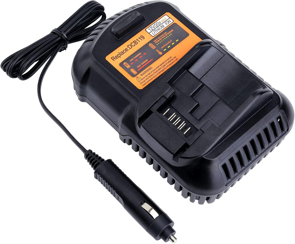 Elefly 20V Car Battery Charger DCB119 Compatible with 12V/20V Battery Charger DCB112 DCB102 DCB107 DCB115, for 12V 20V and 60V Max Lithium Battery DCB204 DCB206 DCB609 DCB120 DCB124