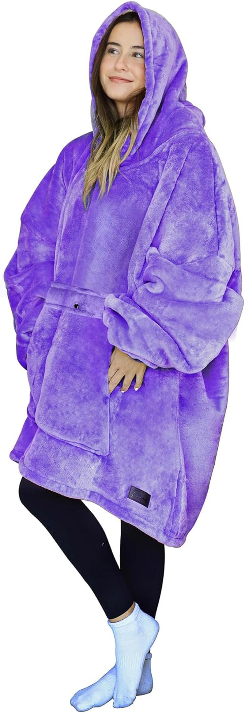 Cozy Up with Tirrinia Extra Long Oversized Sherpa Hoodie Blanket - Perfect Christmas Gift for Men, Women, and Teens in Grey!