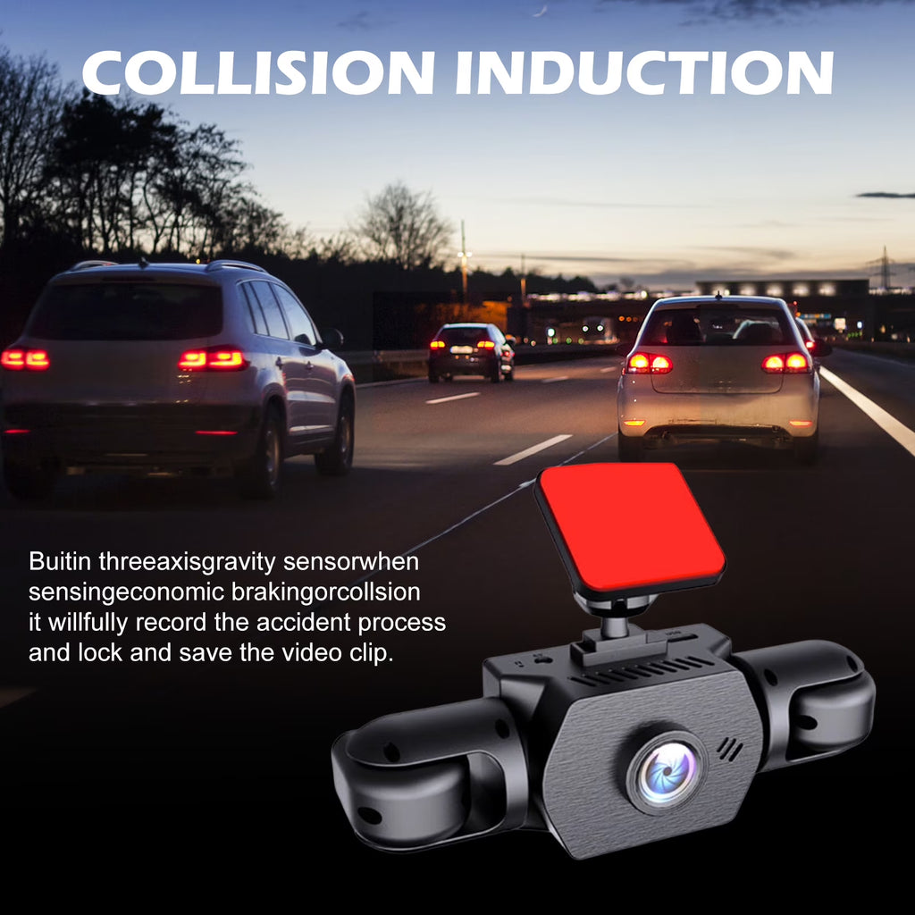 4-Channel 1080P Car Dash Cam with Front Rear inside Camera, Parking Mode Loop Recording G-Sensor for Vehicle Security Surveillance System
