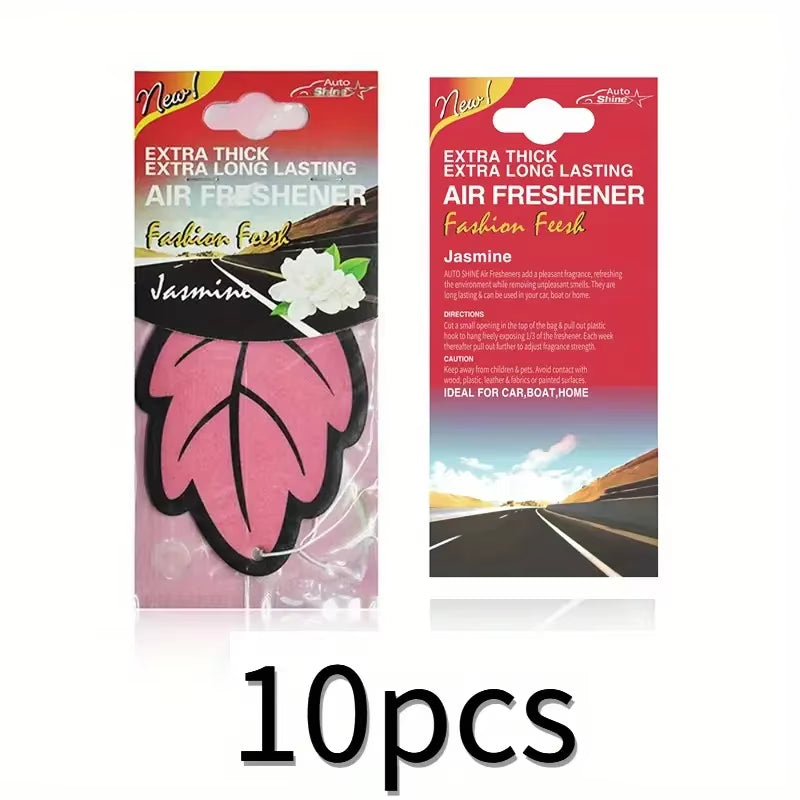 Natural Scented Tea Paper Car Air Freshener - Vanilla Perfume Hanging Leaf Shape Interior Accessory (3-60 Pieces)