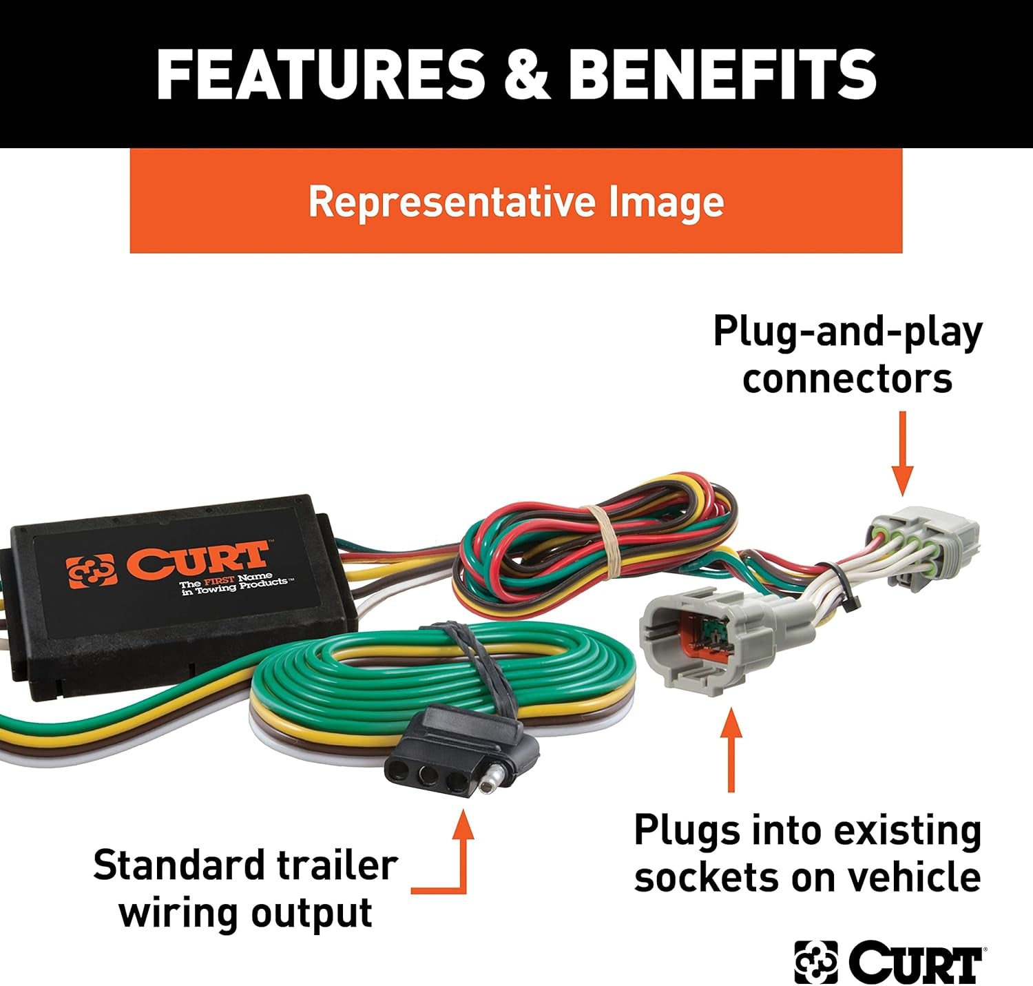 CURT 55563 Vehicle-Side Custom 4-Pin Trailer Wiring Harness for Select Lexus RX 330, Lexus RX 350