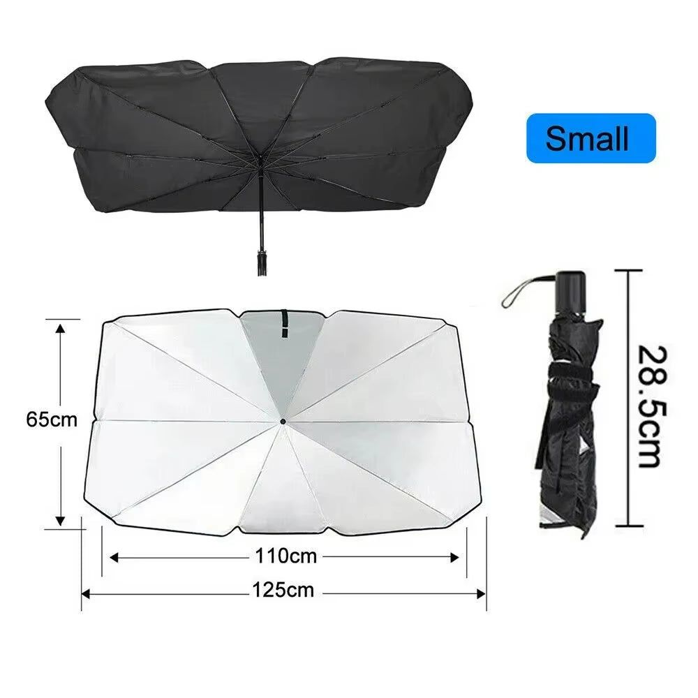 Premium Titanium Silver Front Windshield Sunshade - Thickened UV Protection Folding Accessory for Cars