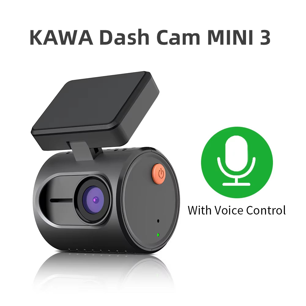 2K Dash Camera for Cars DVR KAWA Dash Cam MINI 3 Video Recorder Emergency Voice Control Night Vision Wifi APP Monitor Dashcam