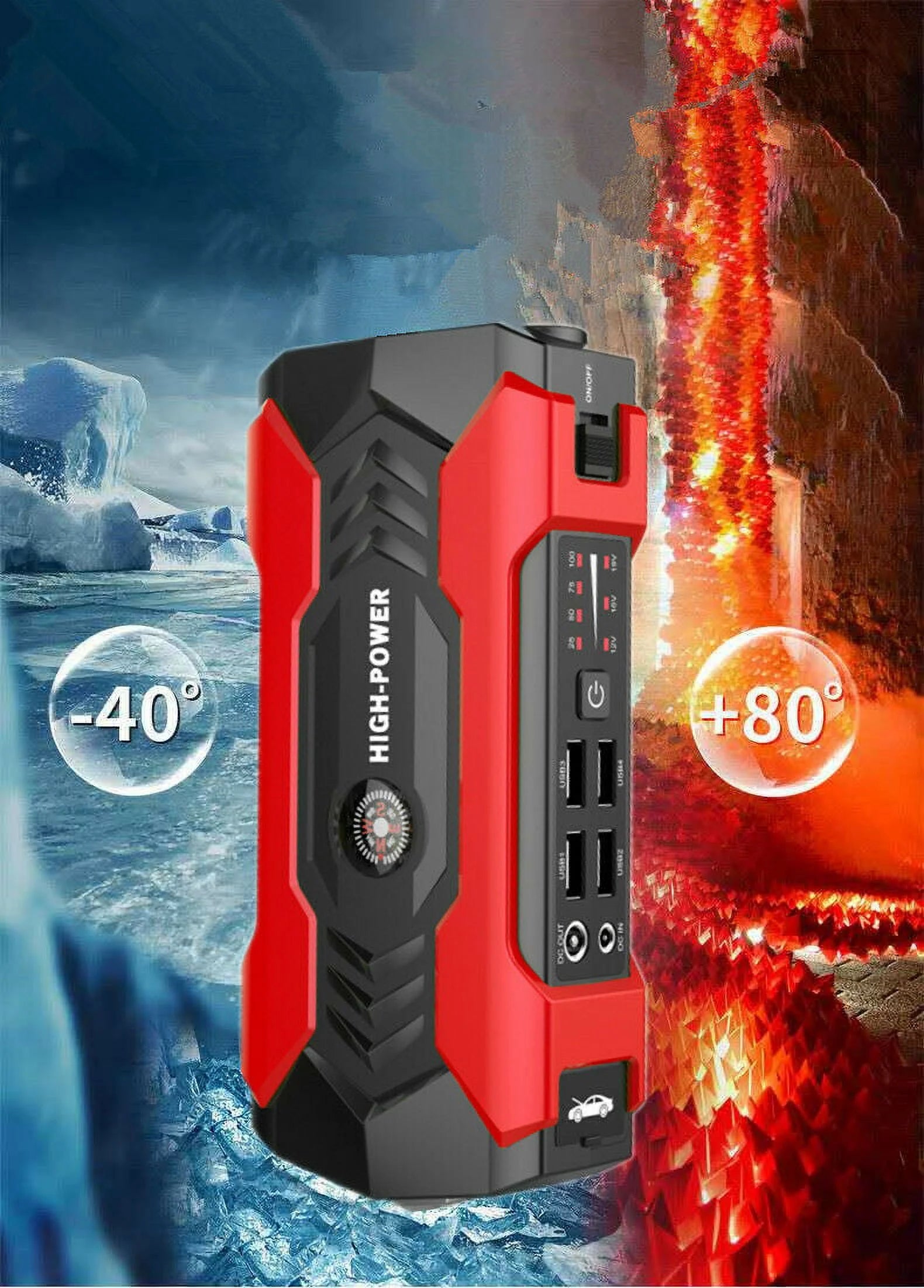 Tagital Portable Mini Slim 20000Mah Car Jump Starter Engine Battery Power Bank