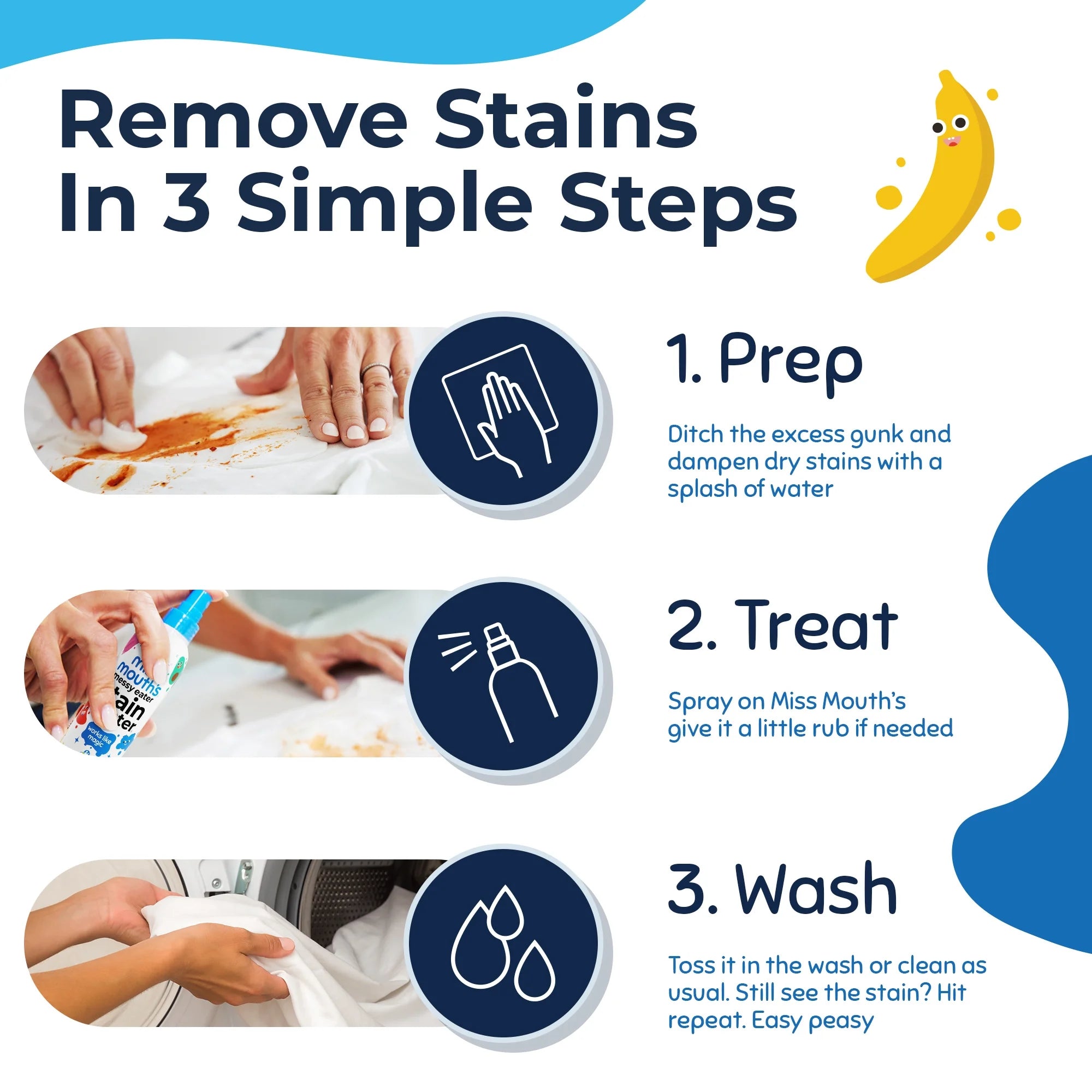 Miss Mouth'S Messy Eater Stain Treater Spray for Baby & Kids, 4 Fl Oz, Newborn & Baby Essentials, Stain Remover for Food, Grease, & More, Gentle on Laundry