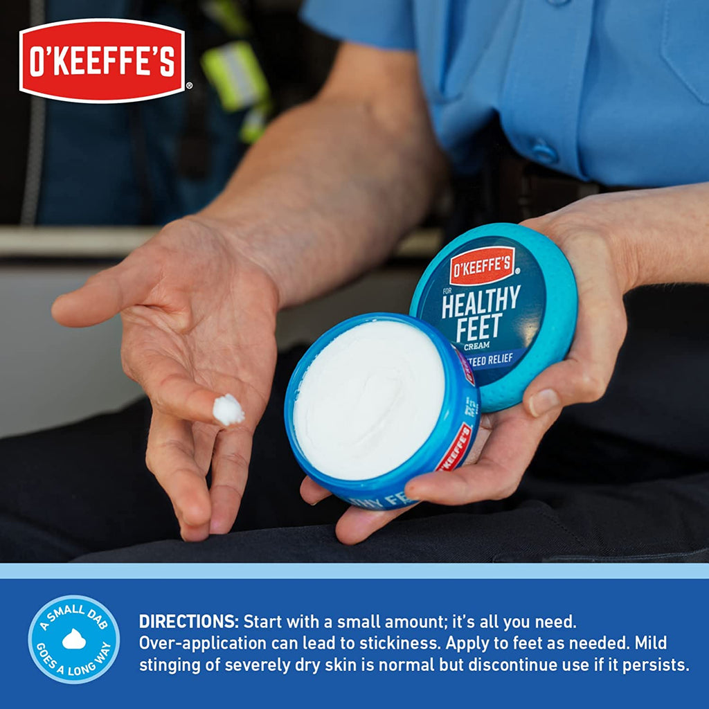 O'Keeffe's Healthy Feet Foot Cream - Ultimate Relief for Dry, Cracked Feet - Instant Moisture Boost - 3.2 oz Jar (Pack of 3)