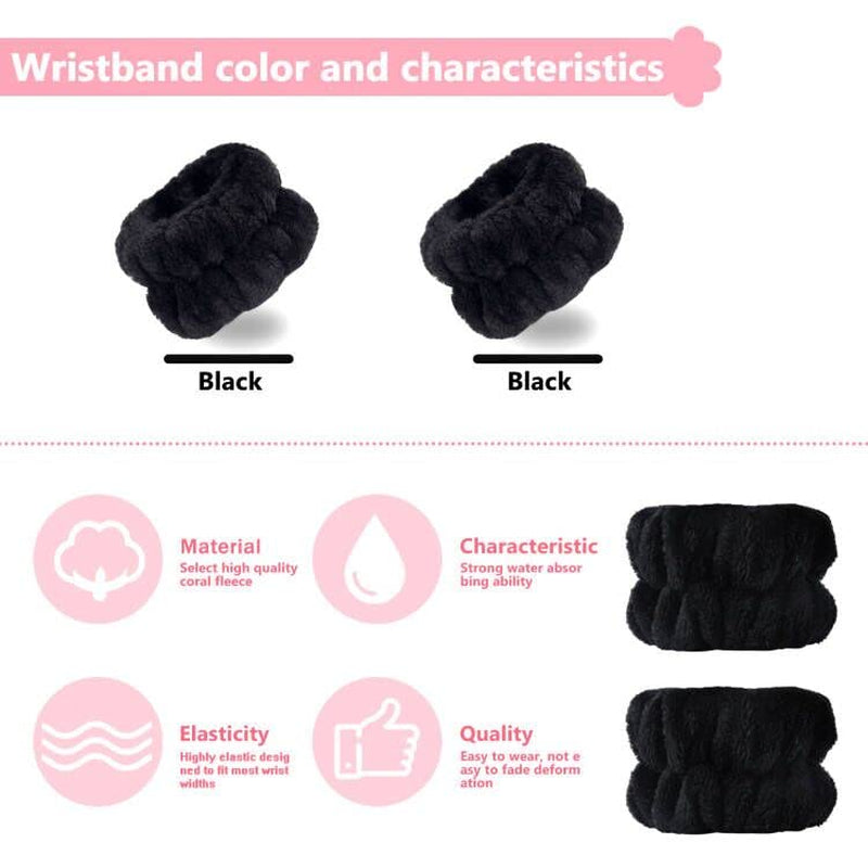 Microfiber Face Washing Wristbands - 2 Pack Stretchy Absorbent Arm Towels for Women & Kids, Perfect for Spa & Daily Skincare Routine