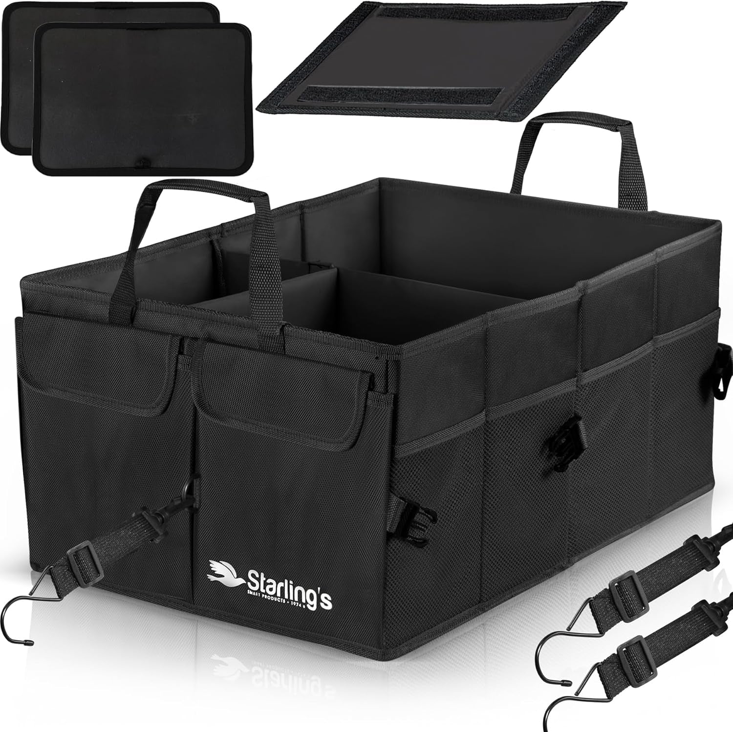Ultimate Car Trunk Organizer – Large Collapsible Storage Box with Adjustable Compartments – Heavy-Duty, Waterproof, Non-Slip Cargo Organizer for SUV, Truck & Car – Perfect for Groceries & Tools
