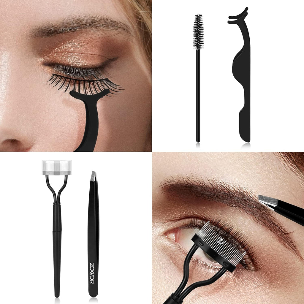Ultimate Eyelash Curler Set - Includes Comb, Brush & 5 Silicone Refill Pads for All Eye Shapes - Long-Lasting Natural Curls - Perfect Makeup Gift for Women (Blue)