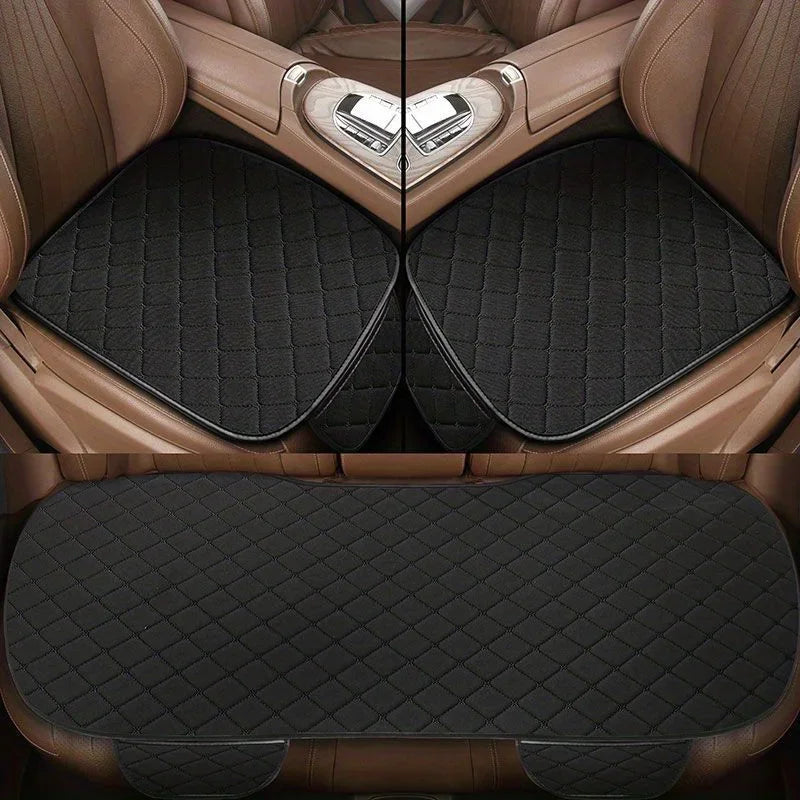 Set of 3 Cotton Breathable Universal Car Seat Covers - Soft Cushions for All Seasons - Interior Car Accessories