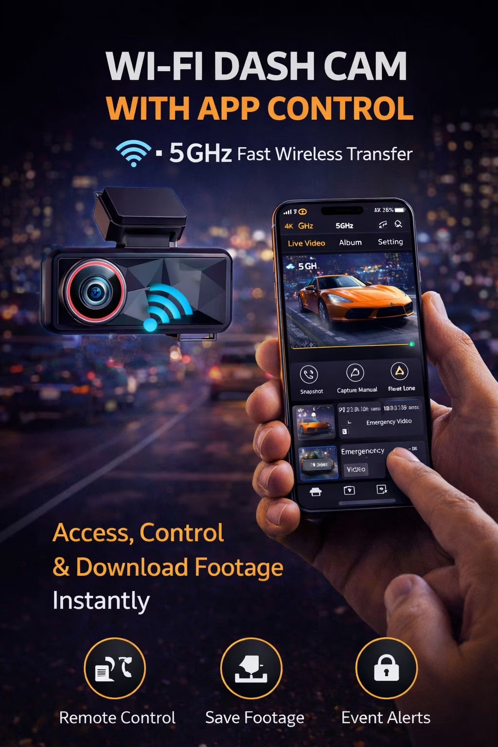 Cardivox 4K Dash Cam Front and 2K Rear Dash Camera Sony STARVIS, Wifi GPS Free 256GB