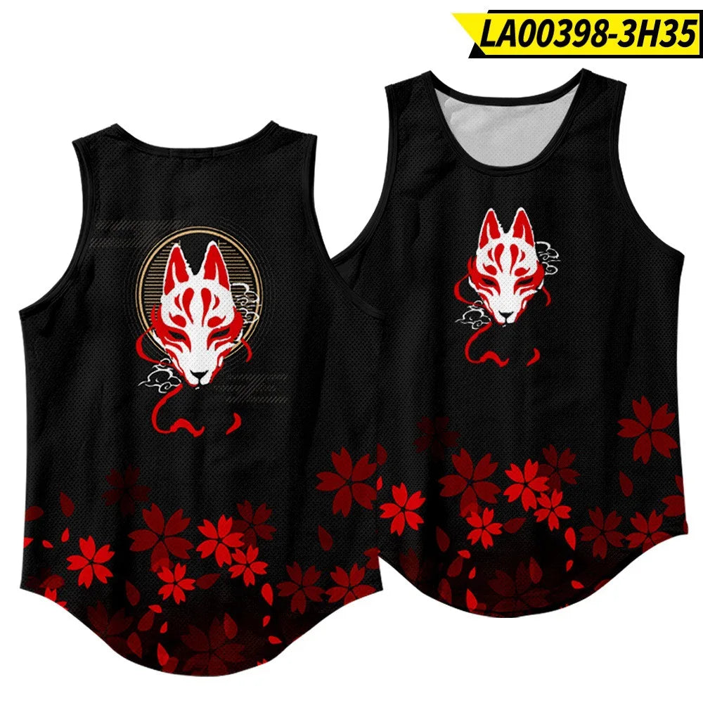 Men'S Fashion Sleeveless Black Tiger Print Tank Top Vest Fitness Bodybuilding Muscle Undershirt Gym Sportwear