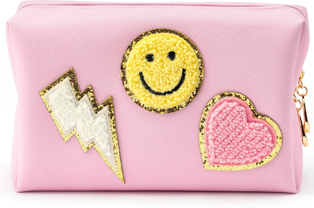Lietoi Preppy Pink Waterproof Toiletry Bag - Stylish Portable Makeup Organizer for Women & Girls, Perfect Gift!