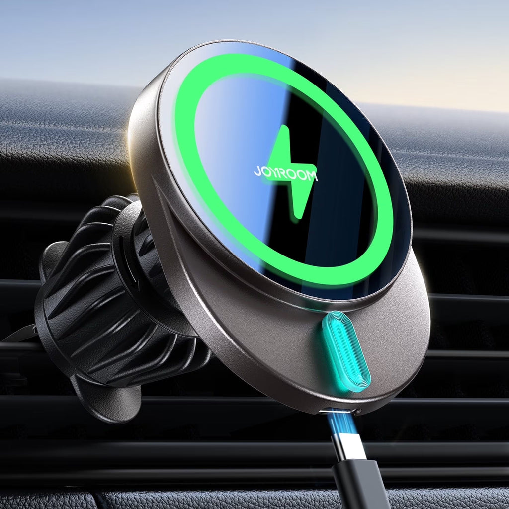 JOYROOM for Magsafe Car Mount Charger, 15W Fast Charging Wireless Car Charger, Air Vent Ultra Magnetic Phone Holder for Iphone 16 Pro Max plus Mini 15 14 13 12, Dark Gray