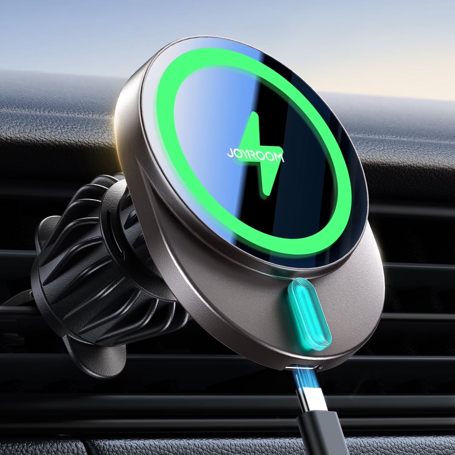 JOYROOM for Magsafe Car Mount Charger, 15W Fast Charging Wireless Car Charger, Air Vent Ultra Magnetic Phone Holder for Iphone 16 Pro Max plus Mini 15 14 13 12, Dark Gray