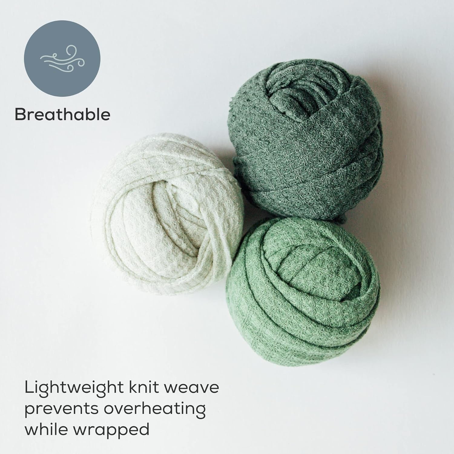 First Landings Newborn Photography Wraps - Gender Neutral Baby Essentials - Soft Knit Receiving Blankets - Newborn Photo Props - Green, 16" X 64" (3-Pack)
