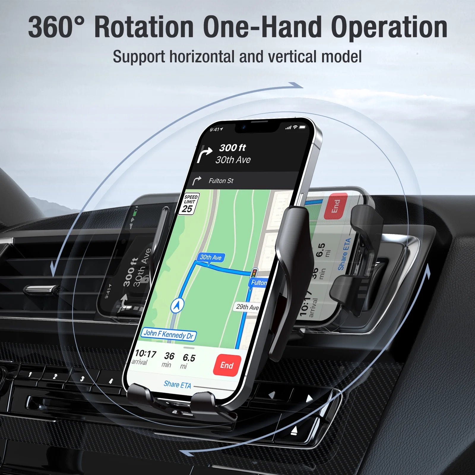 UUTO R2 Fast Wireless Charging Air Vent Iphone Samsung Car Mounts with Type-C Cable