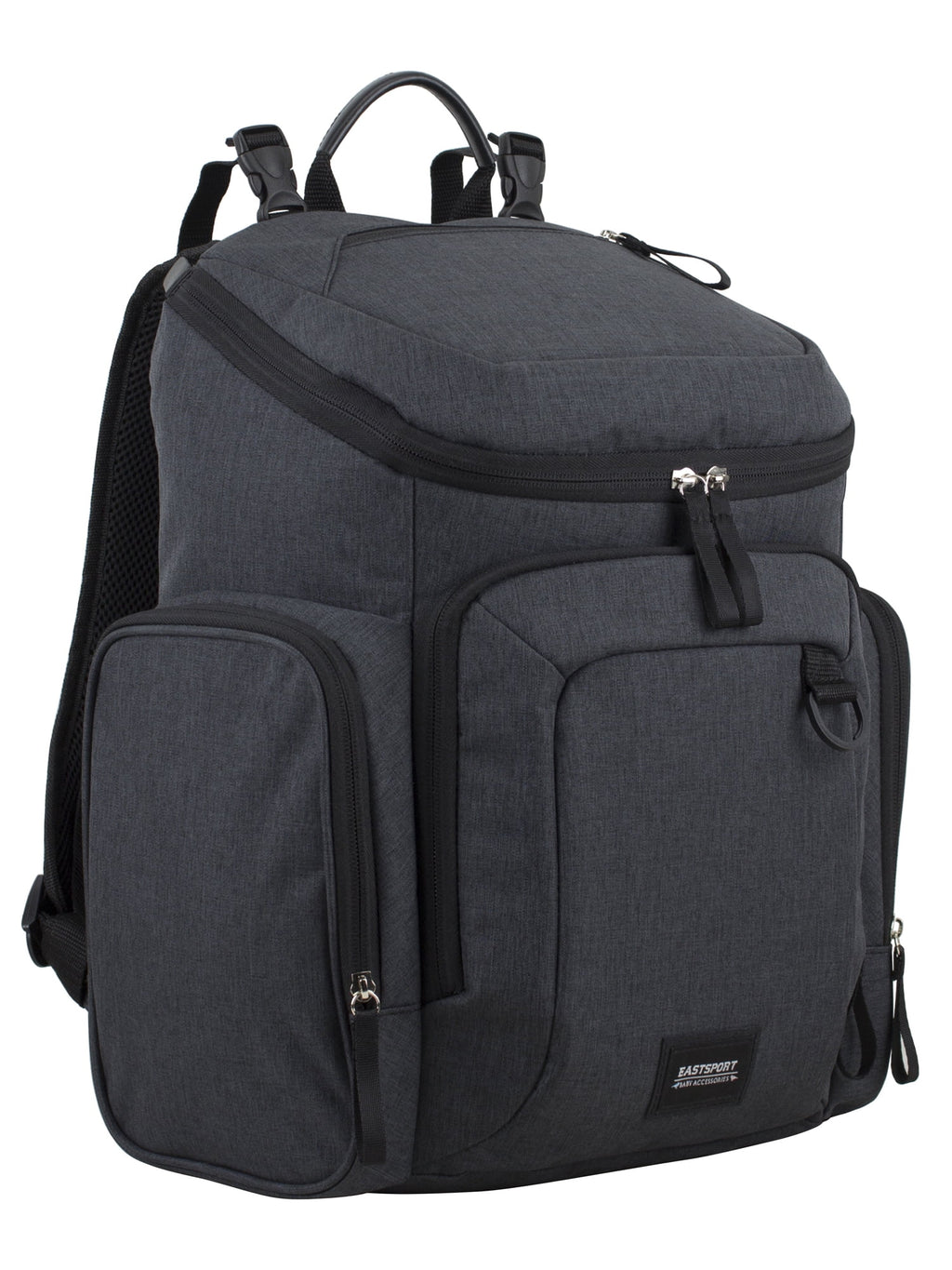 Eastsport Wooster St. Diaper Backpack, Large Capacity, Dark Grey with Changing Pad, Stroller Straps, and Insulated Pockets