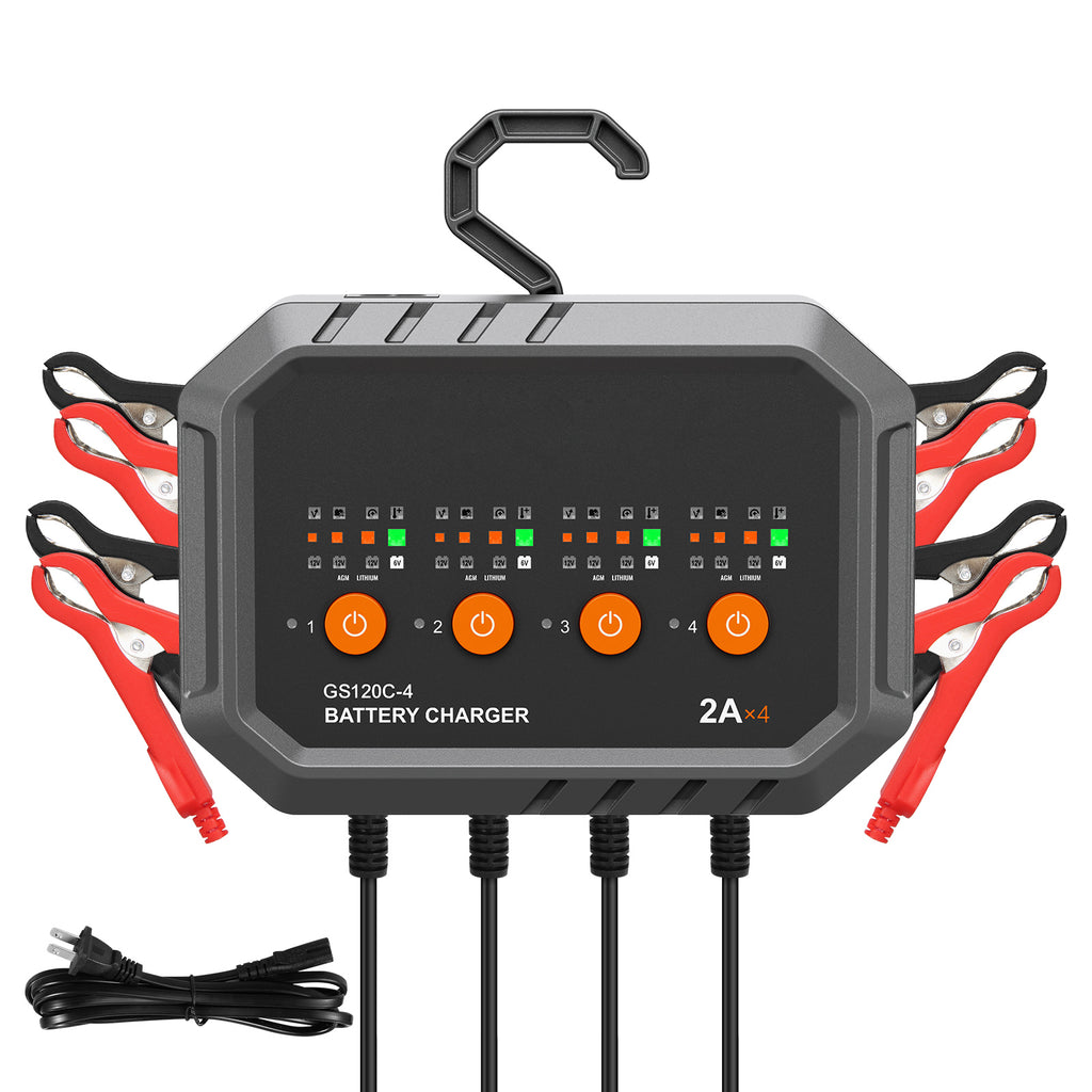 VEVOR Smart Battery Charger, 8-Amp, Lifepo4 Lead-Acid Car Battery Charger, Fully-Automatic Charger Maintainer Desulfator for Boat Motorcycle Lawn Mower Golf Cart Marine Deep Cycle