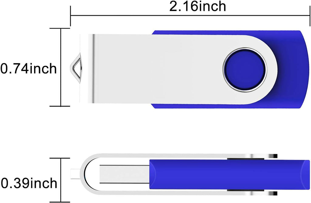 KEXIN 10 Pack 64GB USB 2.0 Flash Drive Thumb Drive, Blue