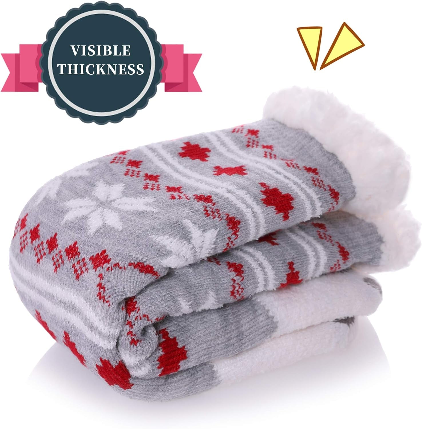 SDBING Slipper Socks for Women with Grippers, Winter Warm Fuzzy Indoor Christmas Gifts Socks