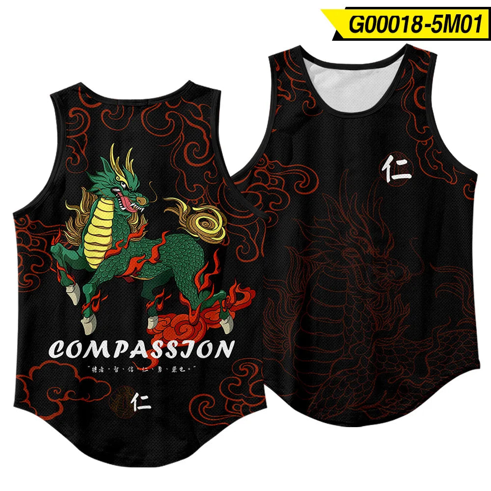 Men'S Fashion Sleeveless Black Tiger Print Tank Top Vest Fitness Bodybuilding Muscle Undershirt Gym Sportwear