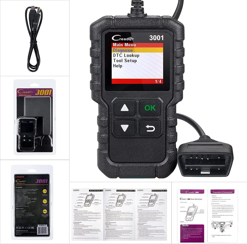 LAUNCH Creader 3001 OBD2 Scanner, Engine Fault Code Reader Mode 6 CAN Diagnostic Scan Tool for All OBDII Protocol Cars since 1996, Lifetime Free Update