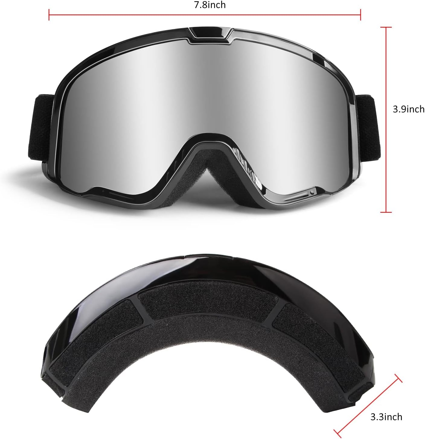 Premium UV400 Motocross Goggles for Adults - Anti-Scratch, Dustproof Silver MX Goggles for ATV, Motorcycle, Dirtbike & Offroad Adventures