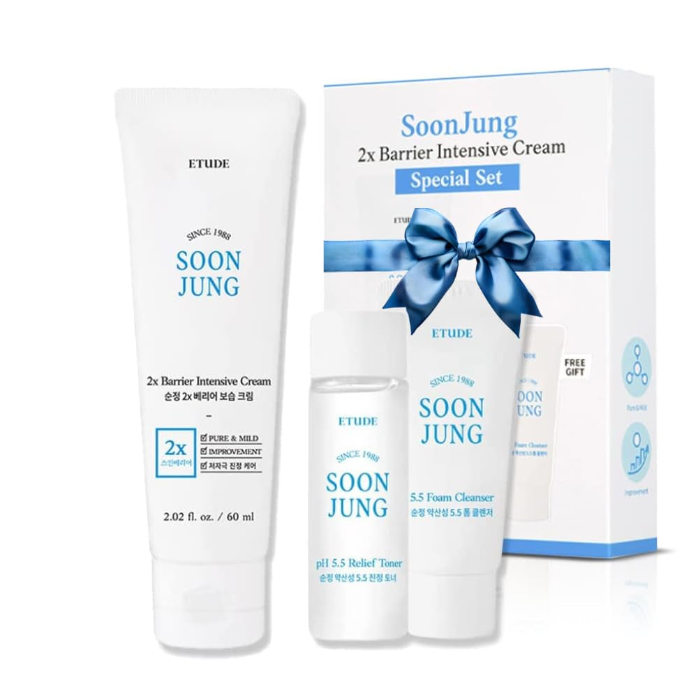 ETUDE Soonjung 2X Intensive Cream for Barrier Repair, Rich Moist, Madecassoside & Panthenol for Soothing, Face Moisturizer for Sensitive Skin, Ph Balanced, Hypoallergenic, Korean Skin Care,2.02 Fl Oz