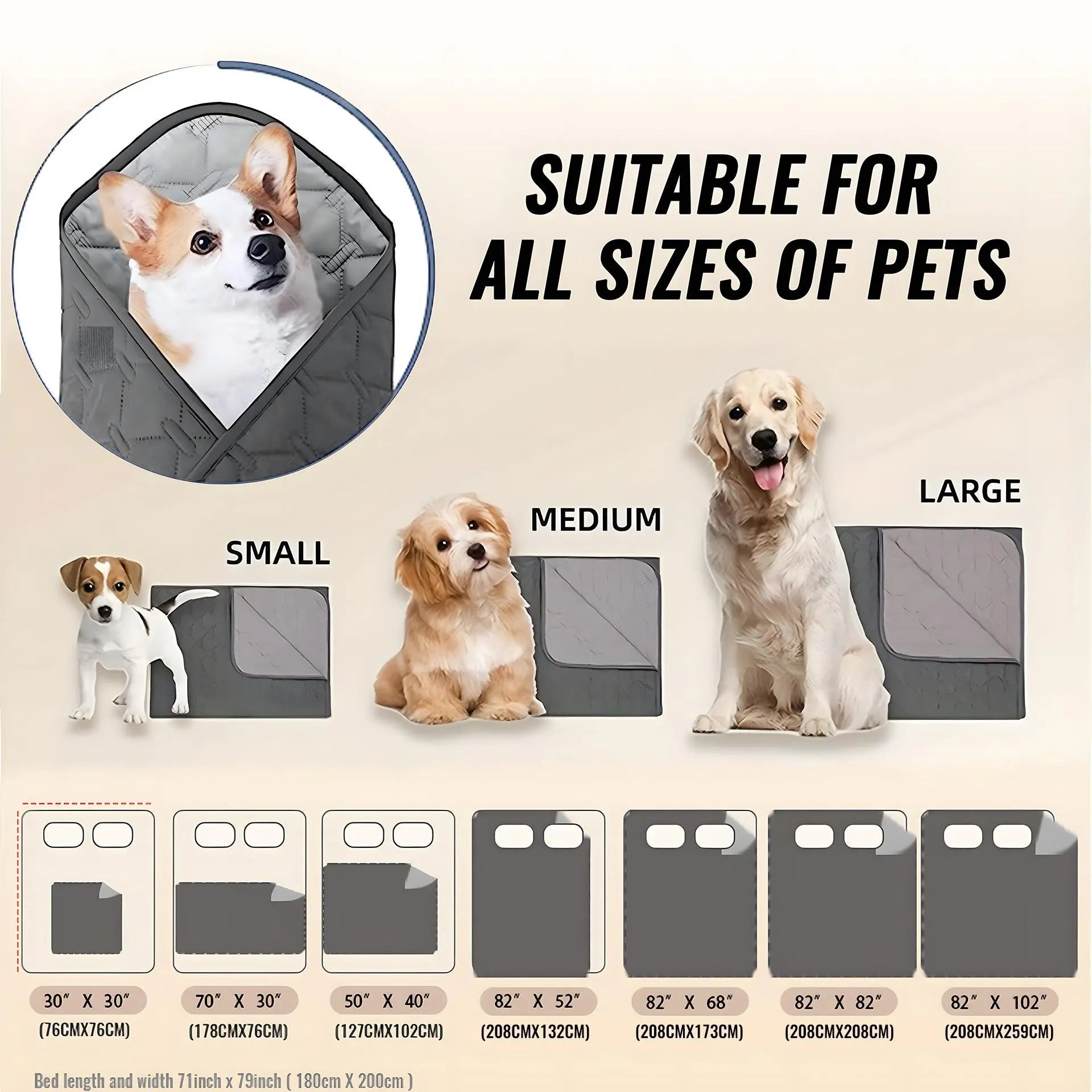 Double-Sided Waterproof Pet Bed Cover - 1 Count Pet Bed Protector for Dogs and Cats, Furniture Accessories, and Blankets