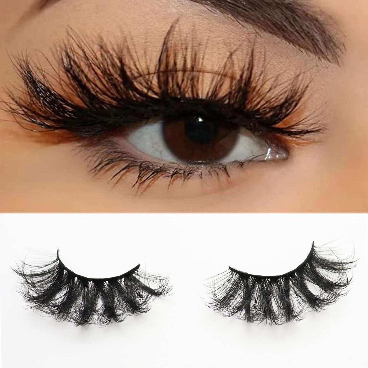 DAODER 25mm Wispy 8D Mink False Eyelashes - Dramatic Volume & Fluff - 7 Pairs of Soft, Reusable Lashes for Stunning Eyes