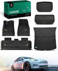 YHTAUTO All-Weather Floor Mats & Cargo Liners for Tesla Model Y (2020-2025) - Set of 6, Black - Perfect Fit for 5-Seat Models (Excludes Juniper)