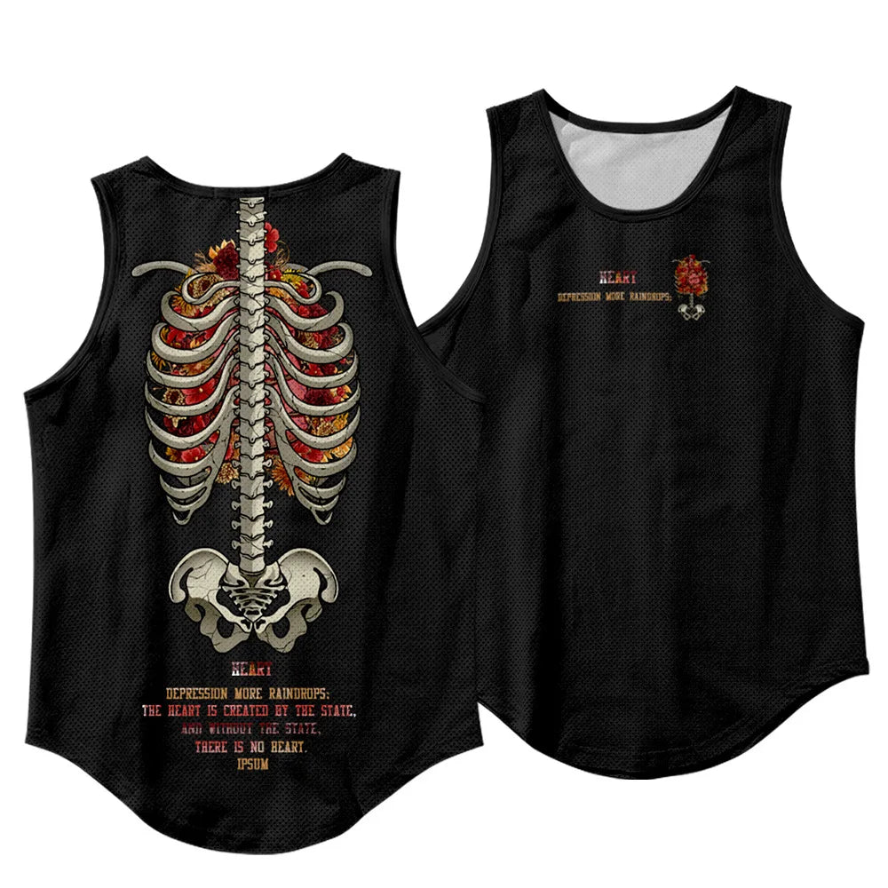Men'S Fashion Sleeveless Black Tiger Print Tank Top Vest Fitness Bodybuilding Muscle Undershirt Gym Sportwear