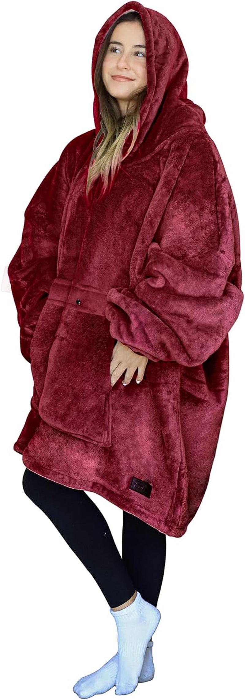 Cozy Up with Tirrinia Extra Long Oversized Sherpa Hoodie Blanket - Perfect Christmas Gift for Men, Women, and Teens in Grey!